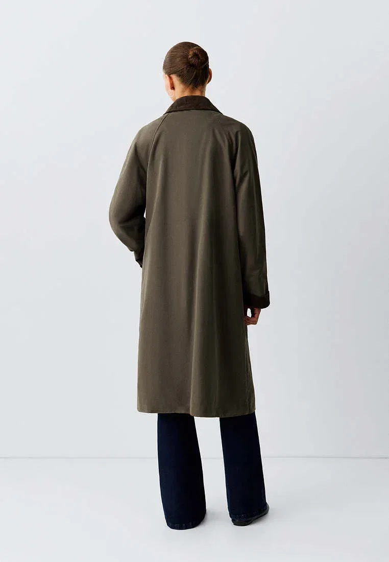Подростковый - тренчкот Mango Kids, Dark Green — фото 3