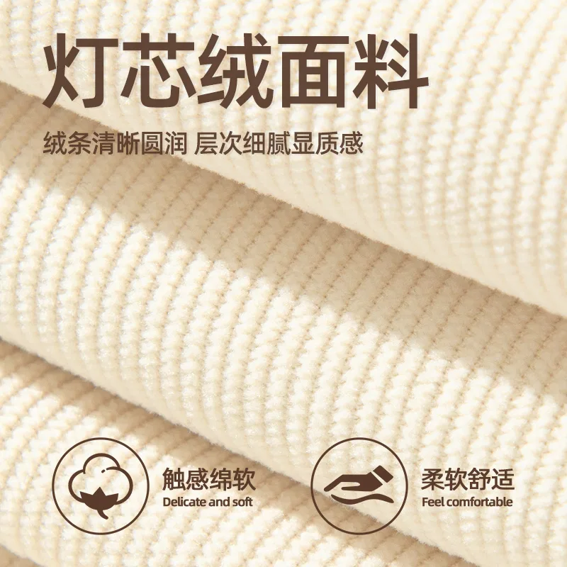 Детская рубашка из вельвета с нагрудным логотипом MINISO, Light Beige — фото 4
