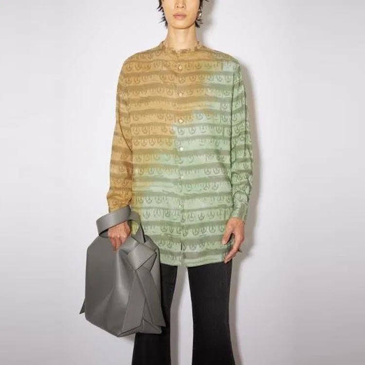 Мужская рубашка с круглым вырезом в стиле хип-хоп Acne Studios, Brown — фото 3