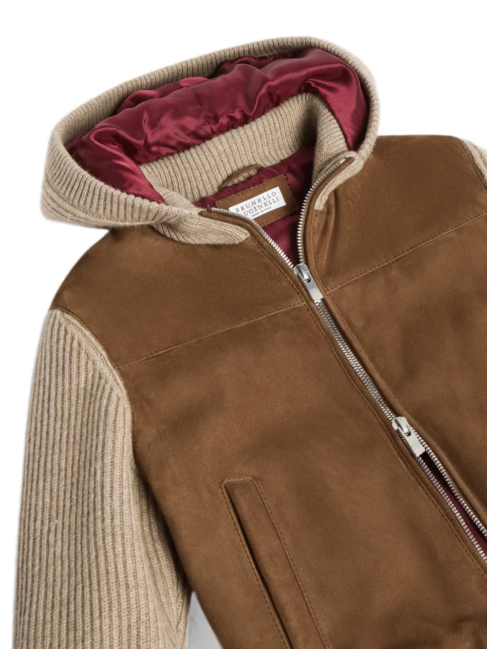 Куртка в рубчик с капюшоном Brunello Cucinelli Kids, бежевый — фото 3