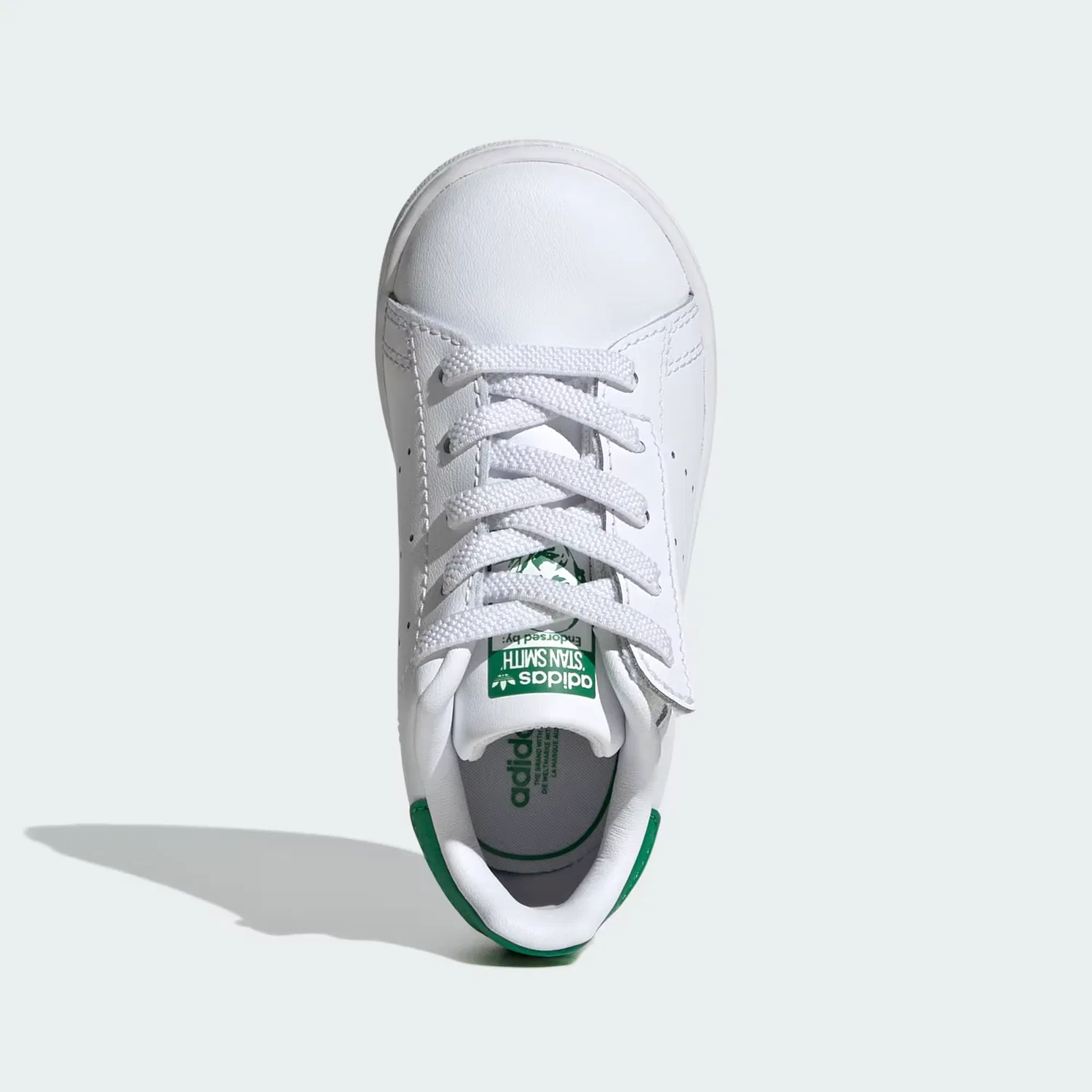 Детские кроссовки на липучках Stan Smith Adidas Originals, Cloud White/Зеленый — фото 2
