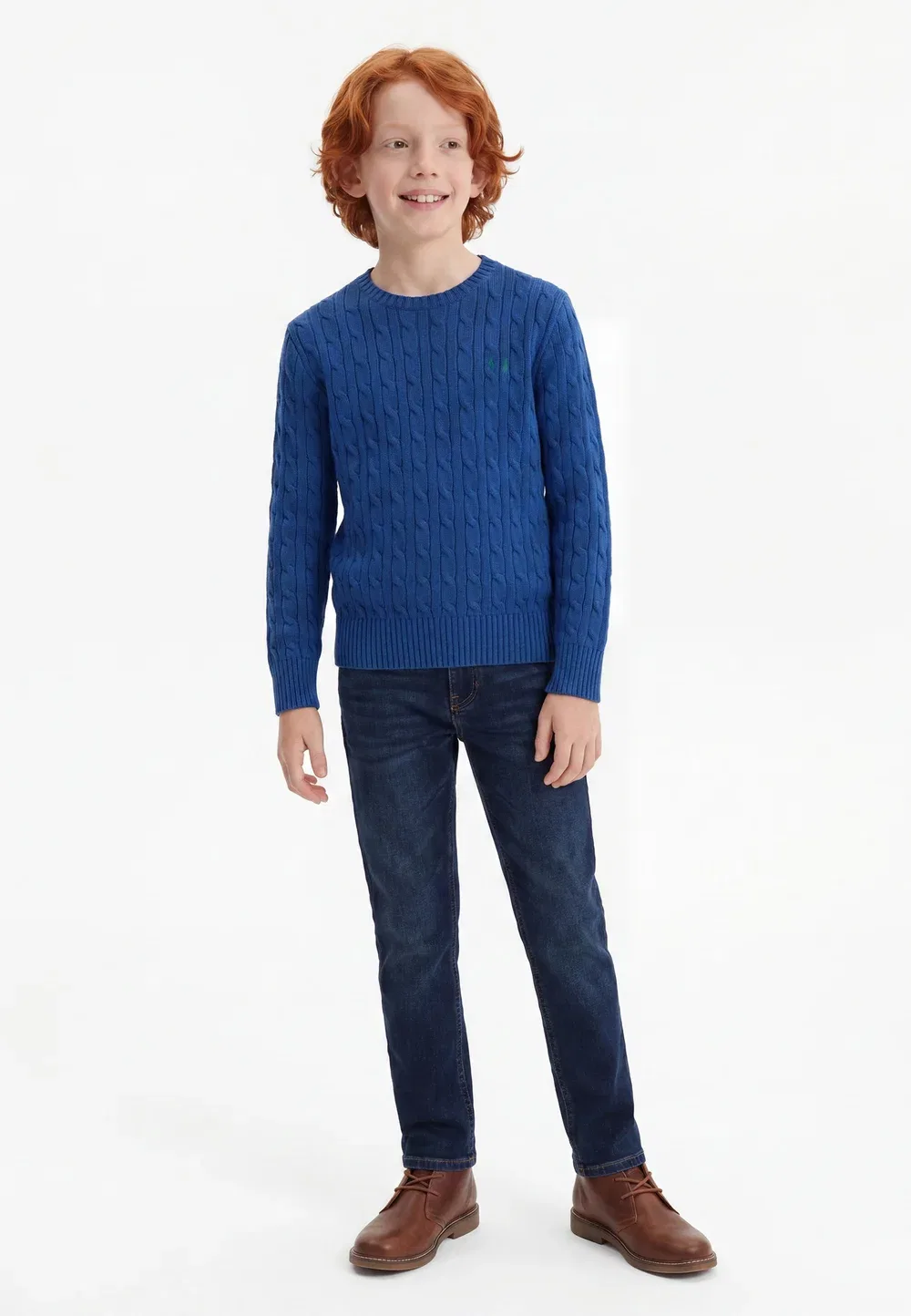 Хлопковый свитер крупной вязки, размер 7-14 лет Polo Ralph Lauren, Dusty Azure