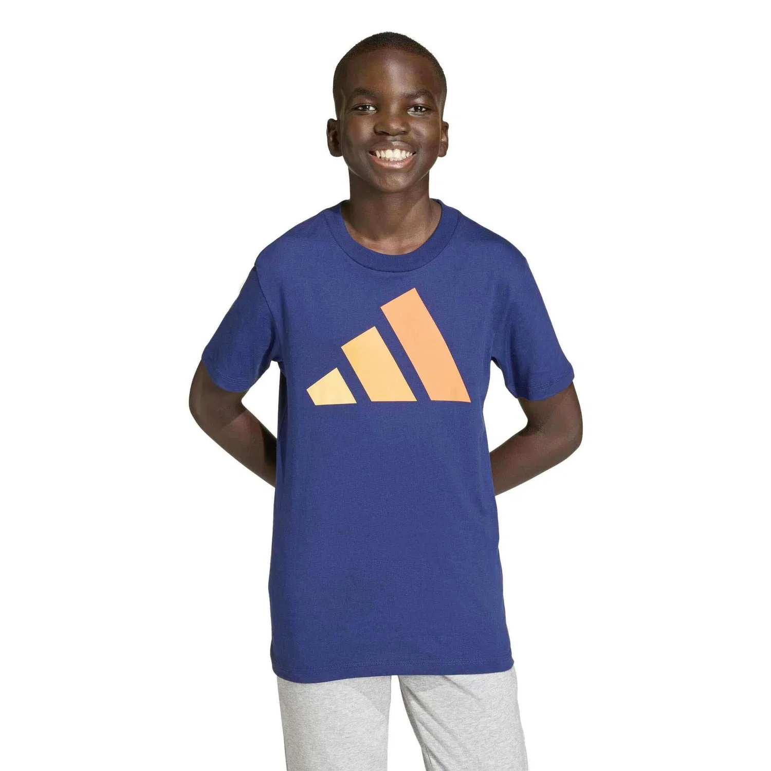Детская футболка с длинным рукавом Adidas Sport J Bl Tee 160, BLAU — фото 2
