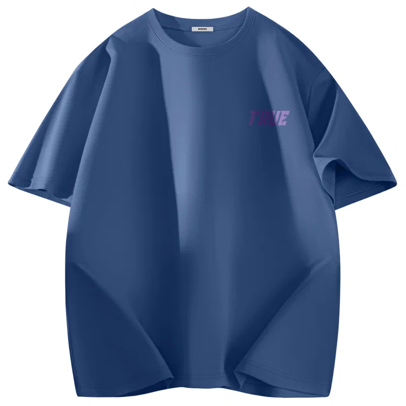 Детская футболка с принтом Ice Silk Cooling Sea Blue Mystic Purple Future Chest Logo MINISO, Sea Blue