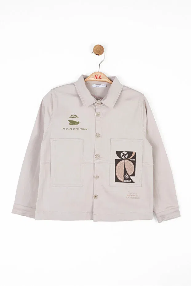 Детская рубашка для мальчиков с принтом Nk Kids, Beige
