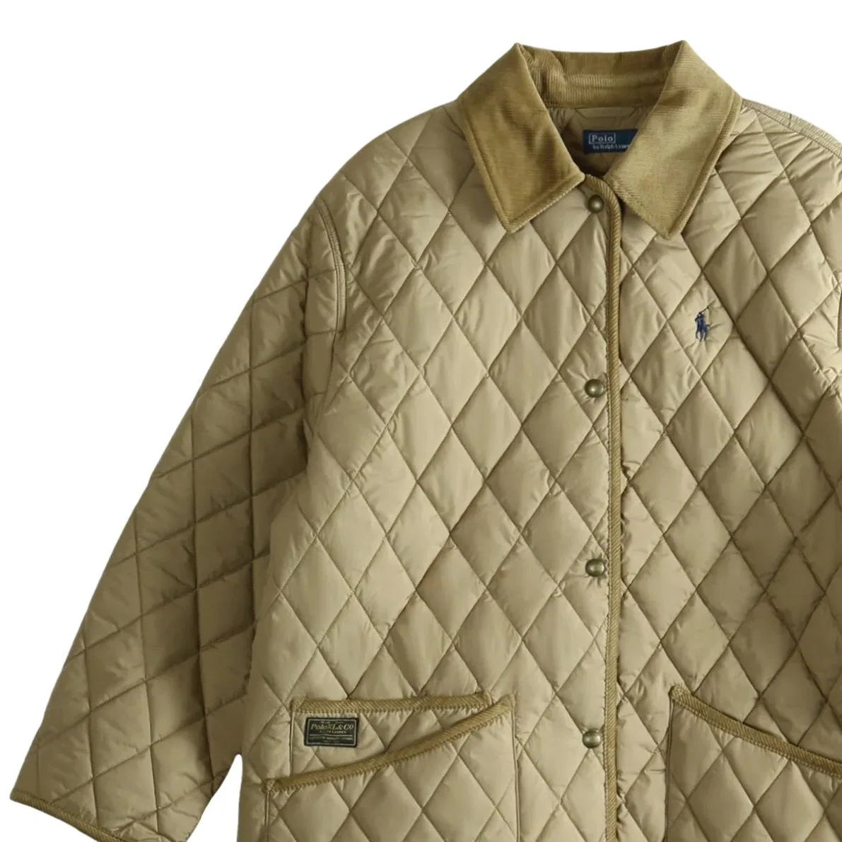 Женское стеганое пальто с накладными карманами Polo Ralph Lauren, Khaki — фото 3