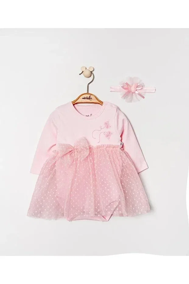 Детское платье для девочек с кружевом Miniborn, Pink — фото 3
