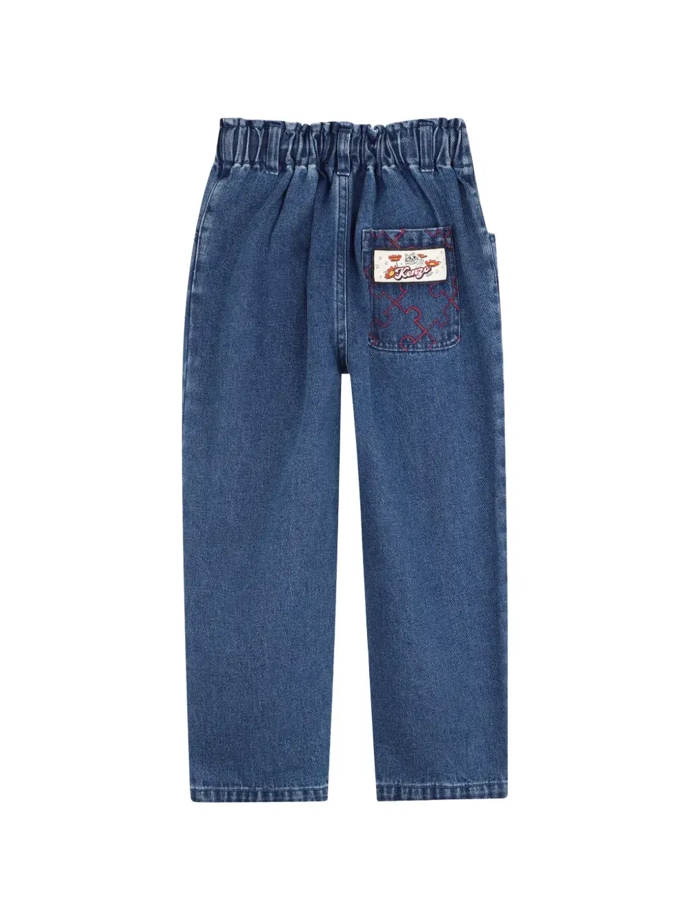 Джинсы с эластичным поясом и нашивкой с логотипом Kenzo Kids, синий — фото 2