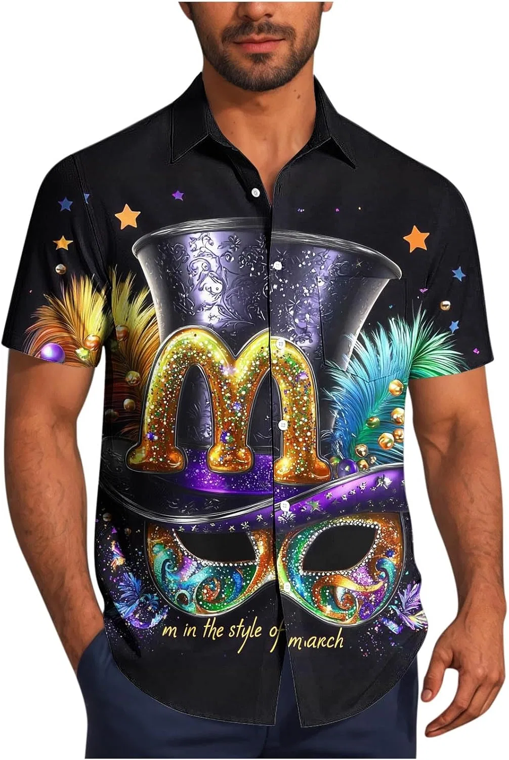 Мужская гавайская рубашка с коротким рукавом Carnival, Black