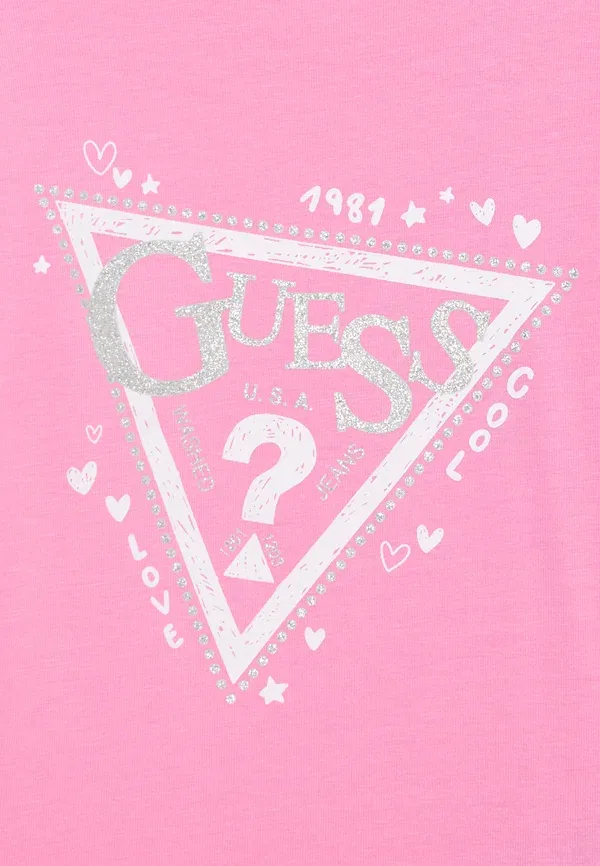 Детская футболка с длинным рукавом с логотипом для малышей Guess, розовый — фото 4