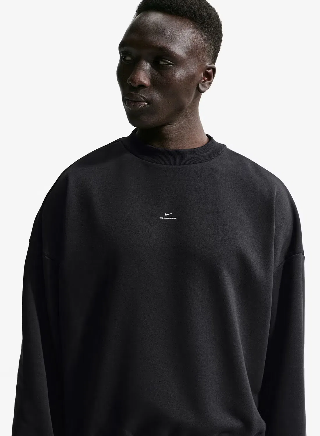 Свитшот с начесом, свободный крой, M nk tf si brsh crew, Nike, черный — фото 3