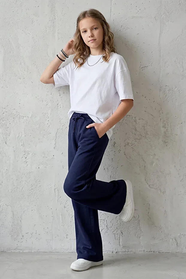 Детские спортивные штаны для девочек с широкими штанинами Dmb Boys & Girls, Navy Blue