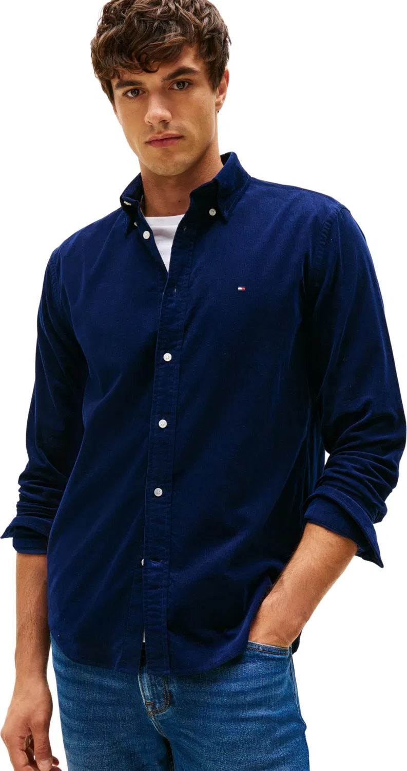 Мужская рубашка с длинным рукавом из вельвета Tommy Hilfiger, Imperial Navy