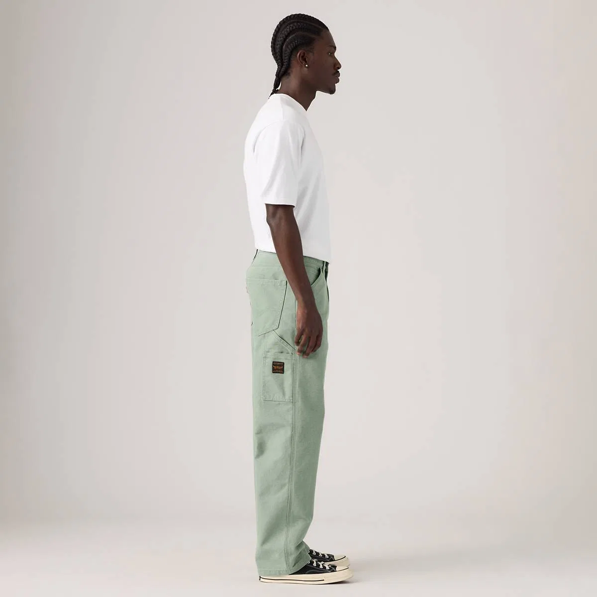 свободные прямые брезентовые мужские рабочие джинсы 568 Levi's, Duo Fade Canvas Green And Wood Ash - Green — фото 4