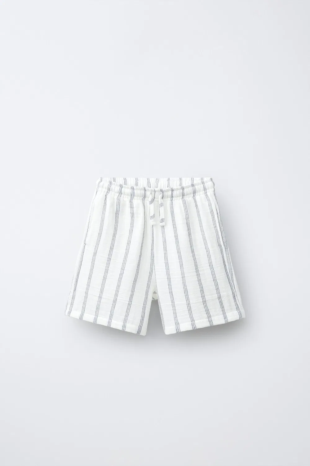 Полосатые текстурированные бермудские шорты ZARA, Light Ecru