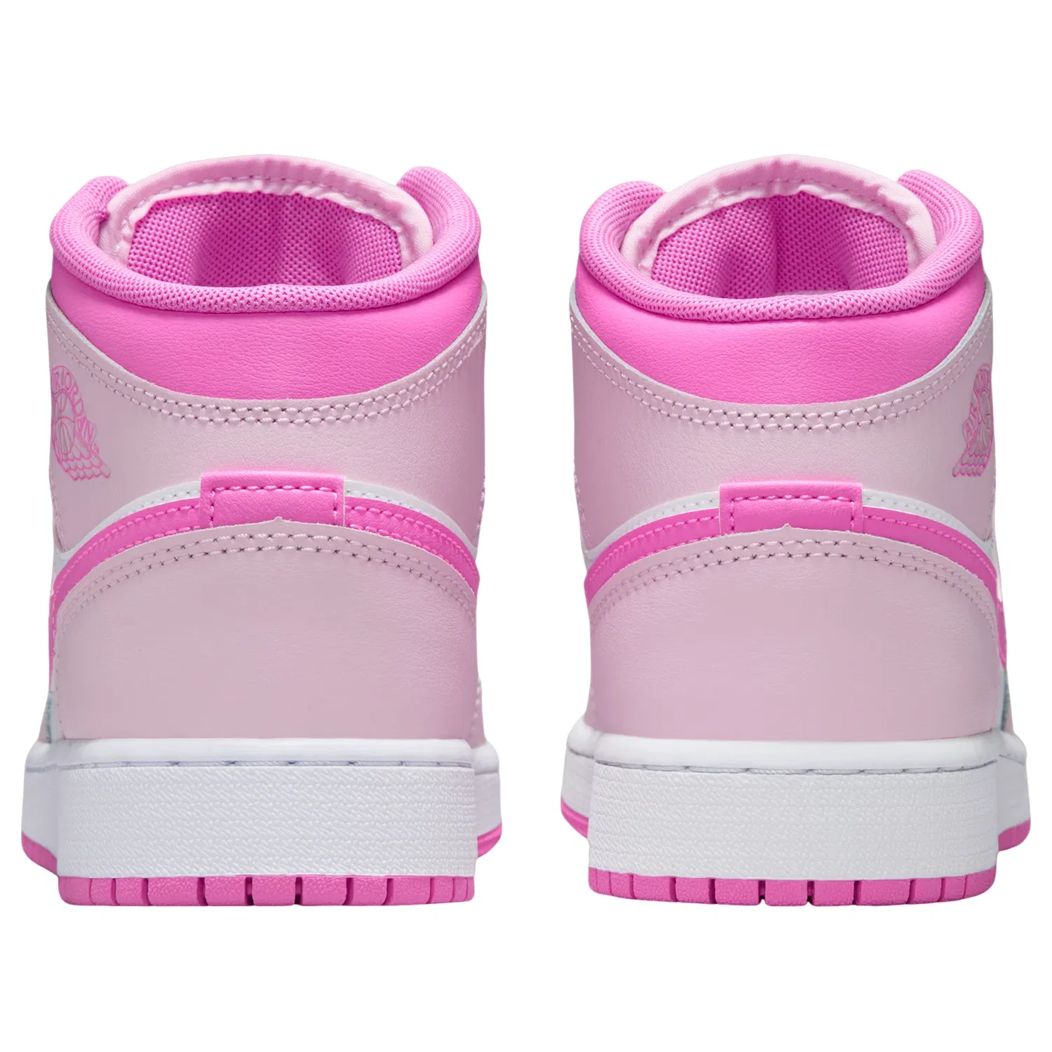 Детские кроссовки для девочек с кожаным верхом Air Jordan 1 Mid Pink Foam White, розовый — фото 4