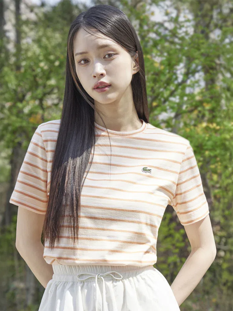 Футболка LACOSTE Orange (Bronze) с полосками