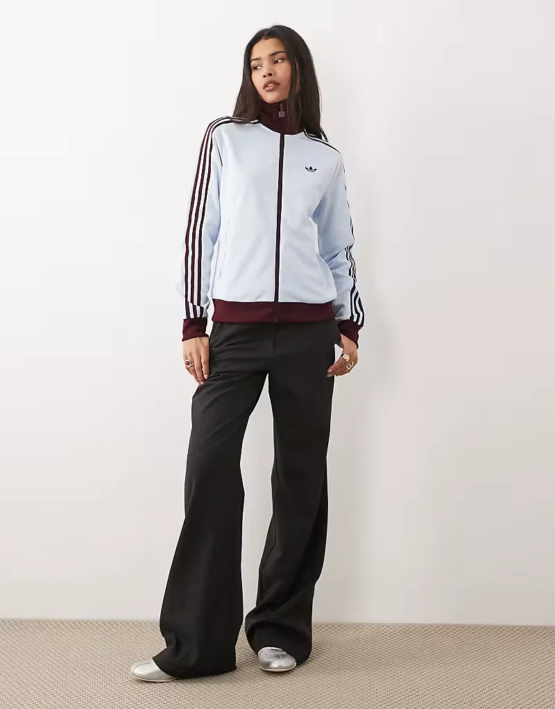 Классическая спортивная куртка Adidas Originals в светло-голубом и бордовом х — фото 2