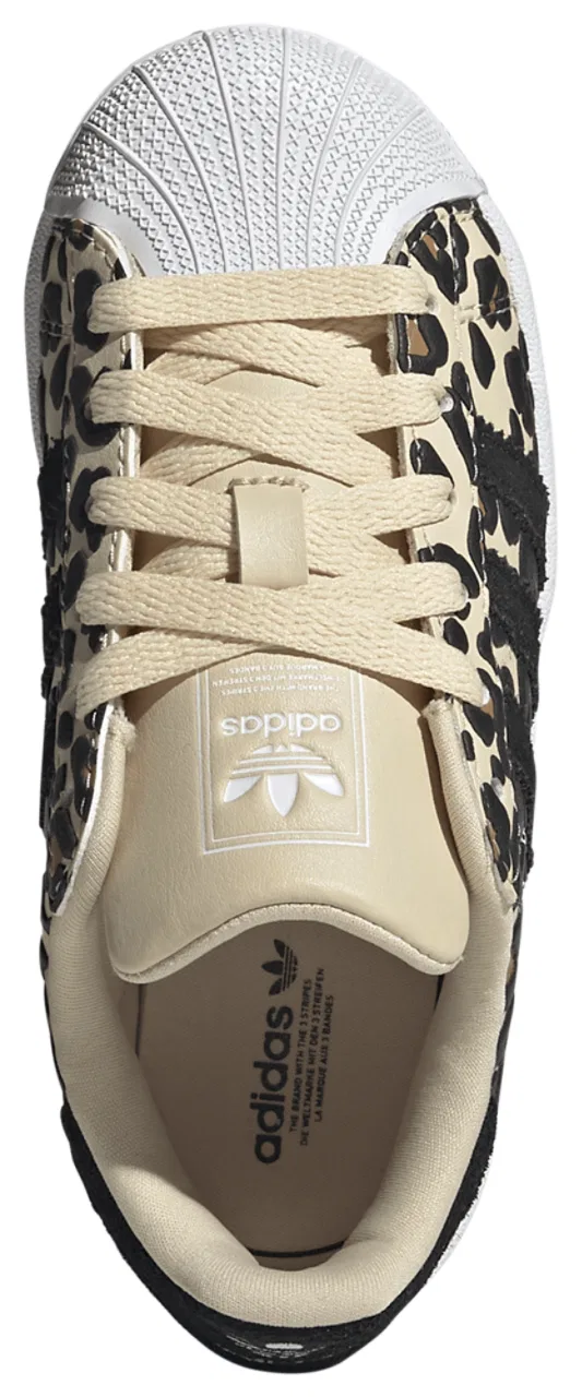 Детские кроссовки для девочек с кожаным верхом adidas Originals Superstar, Tan/Multi — фото 4