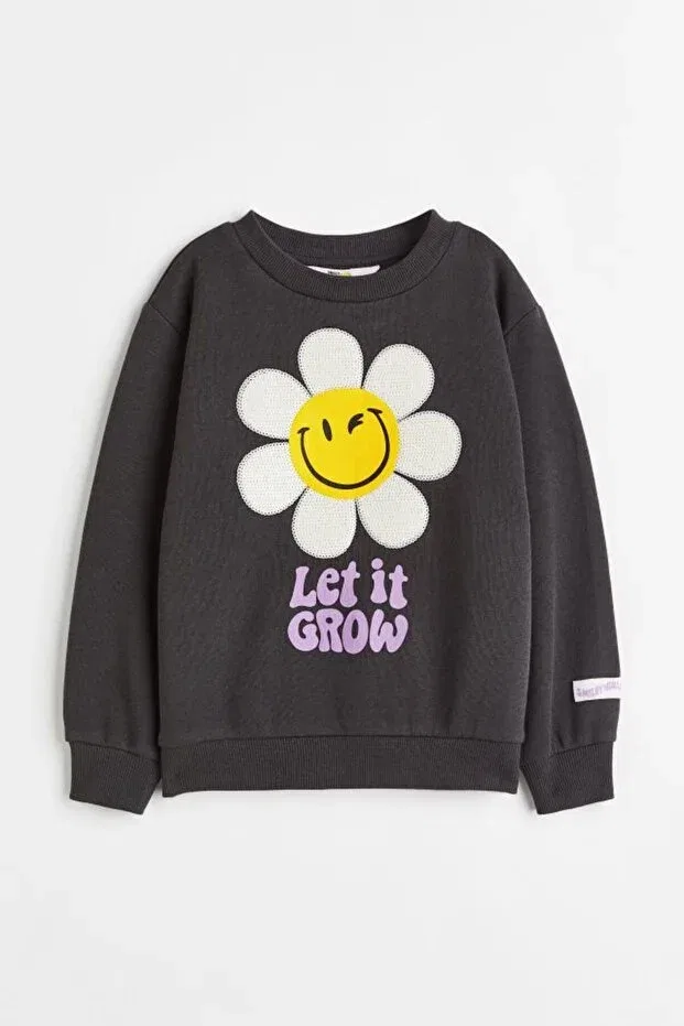 Детские свитшот для девочек с принтом Zeyderkids, Black