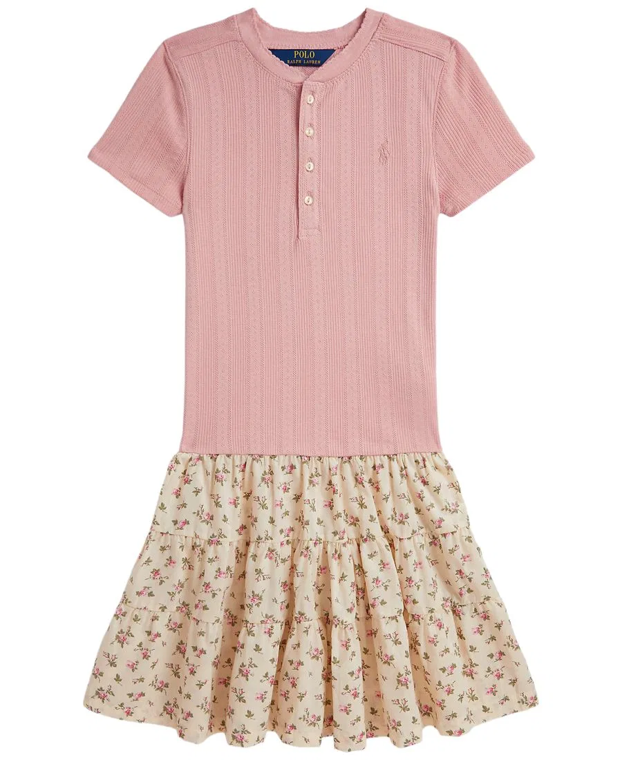 Платье-рубашка с коротким рукавом Polo Ralph Lauren, Pink/Beige