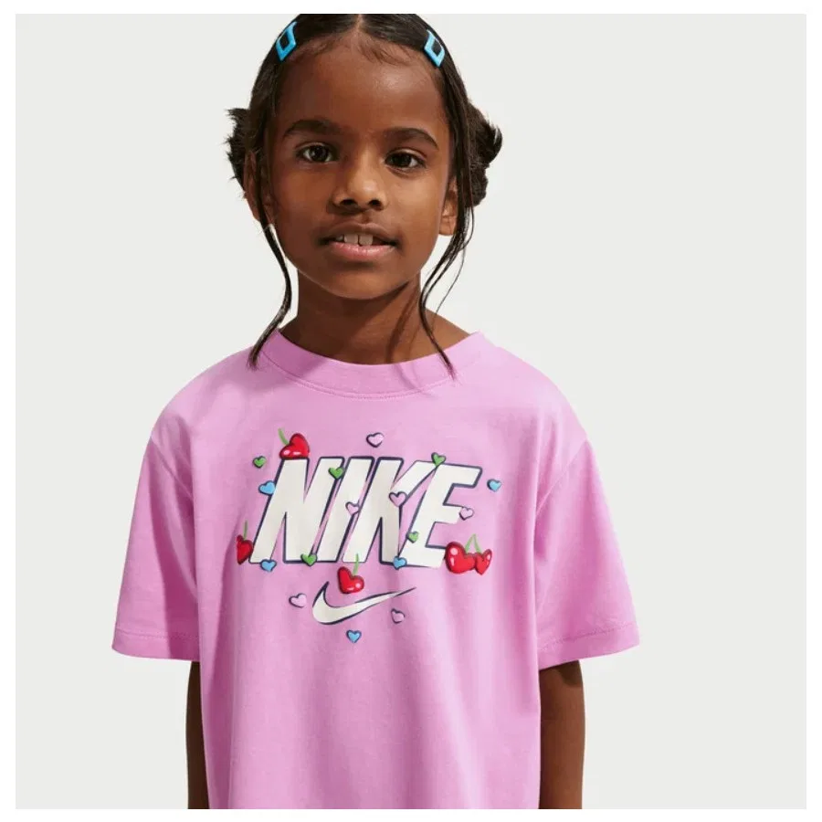 Детская футболка с принтом Boxy Tee Nike, Розовый — фото 4