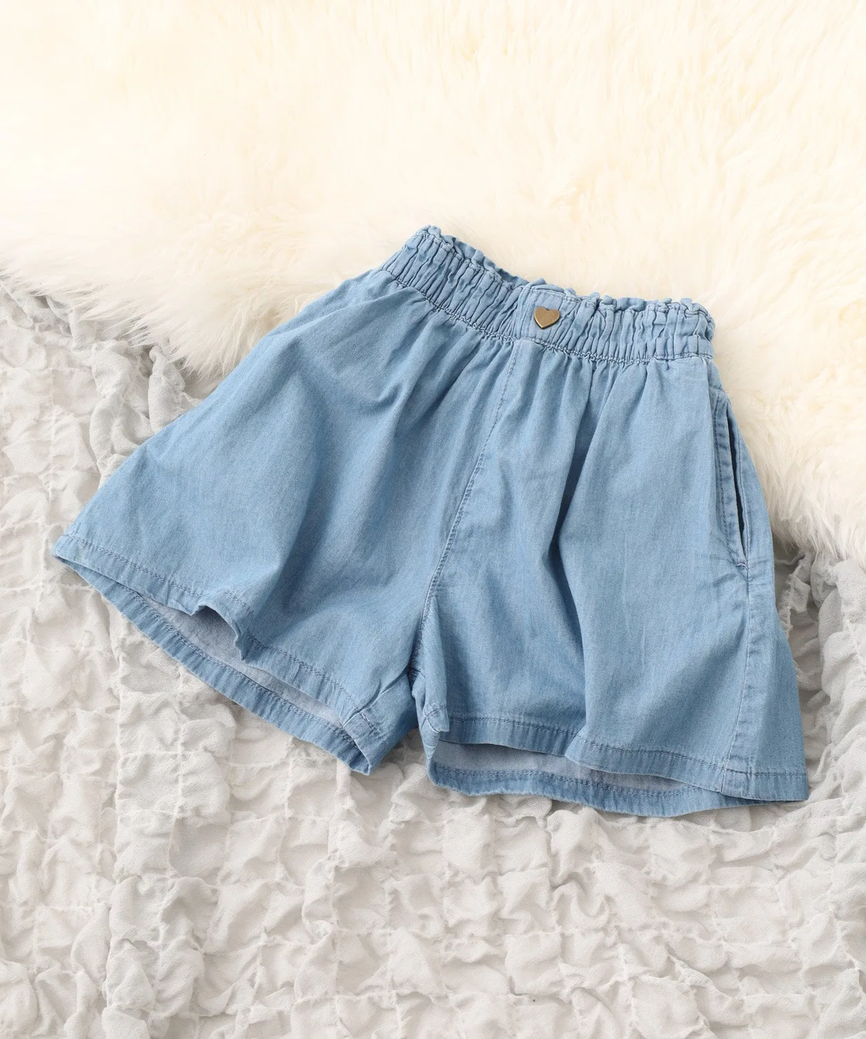 Детские шорты-юбка из легкого денима с принтом, модель Easy Culotte FUNALIVE, Sax Blue