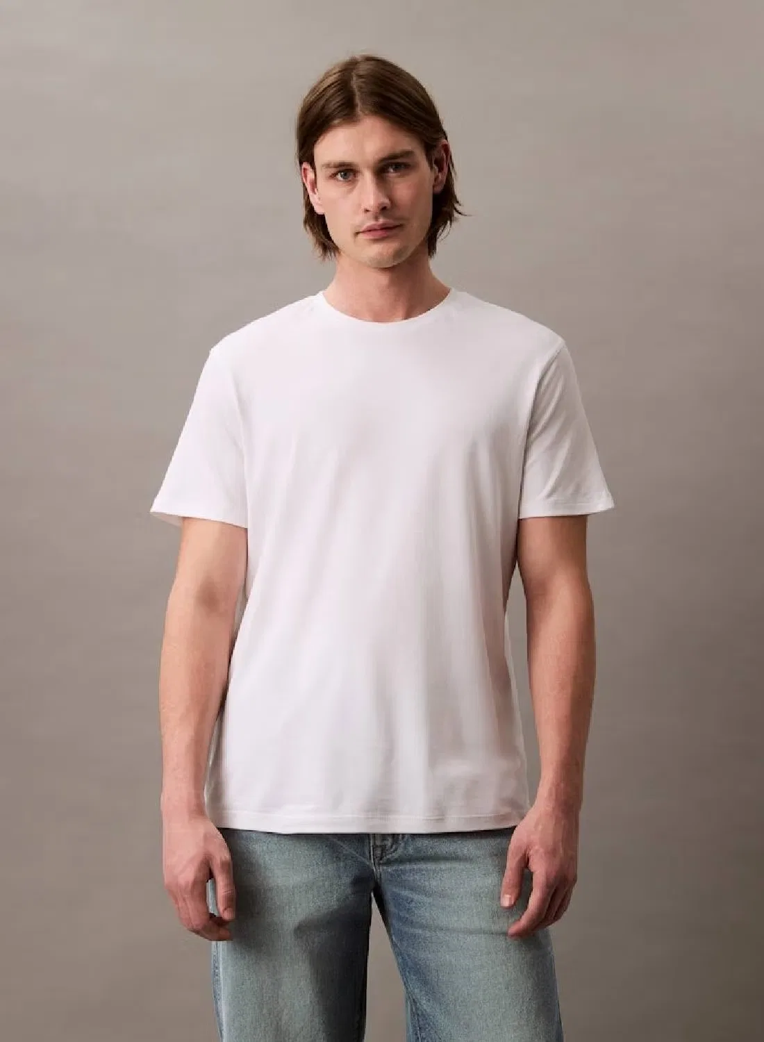 Футболка хлопковая классического кроя Calvin Klein, белый