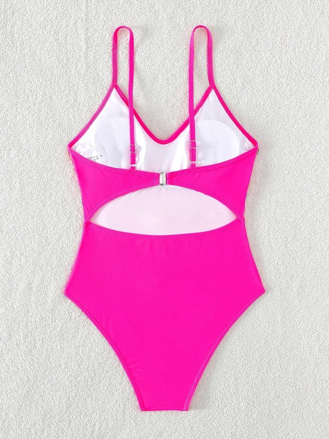 Женский слитный купальник на бретелях с открытой спиной для пляжа, Hot Pink — фото 3