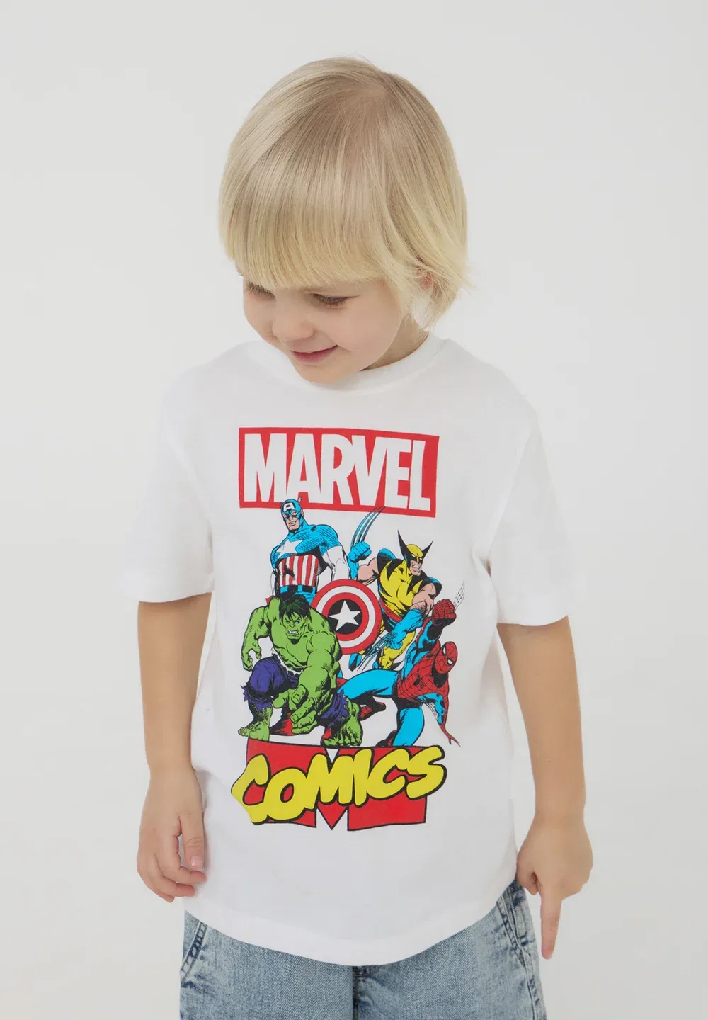 Футболка с принтом Marvel Terranova, Bianco Ottico — фото 4