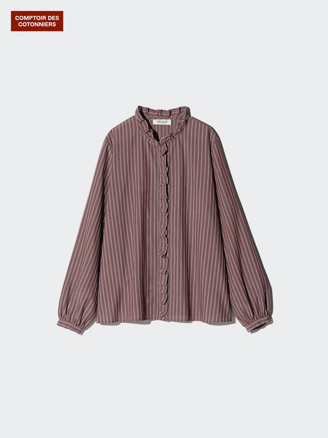 Рубашка Uniqlo, мужская, с оборками и полоской, темно-зеленый — фото 3