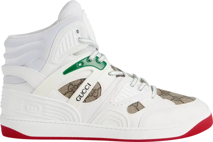 

Кроссовки Gucci Basket High White Demetra Red, белый