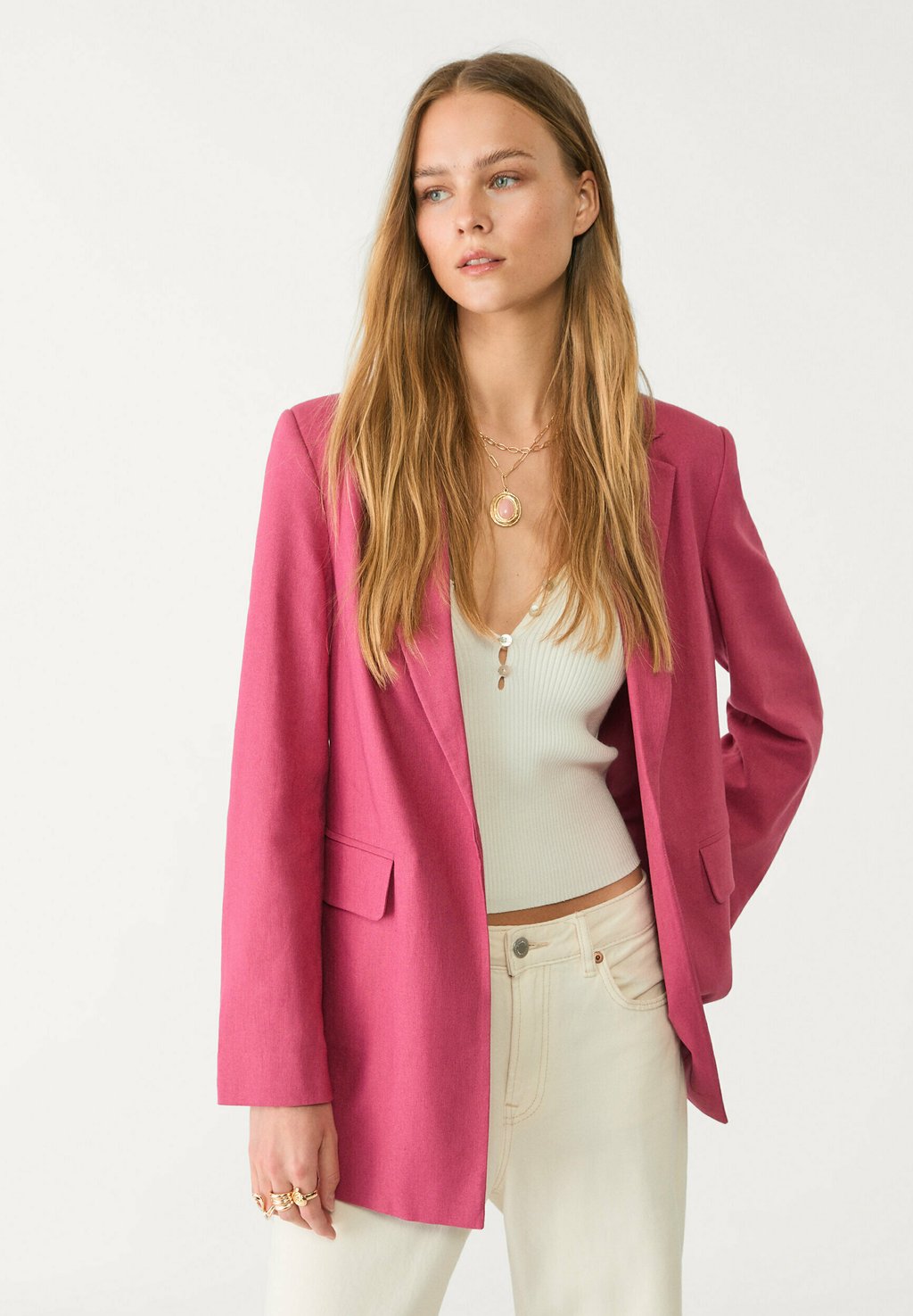 

Блейзер REGULAR Stradivarius, розовый