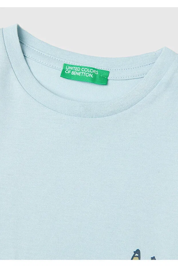 Детская футболка для мальчиков с принтом United Colors Of Benetton, Ice Blue — фото 3