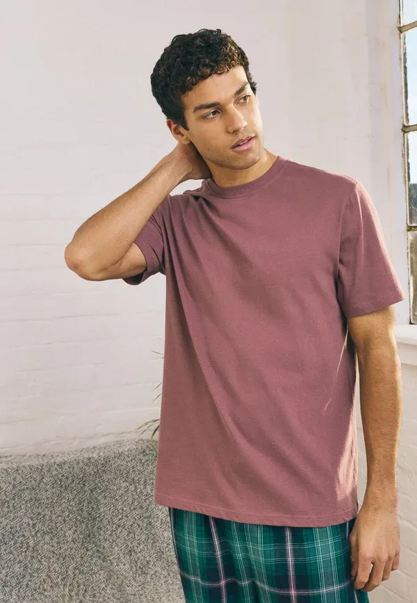Пижамный комплект из хлопка Regular fit - check short sleeve set Next, Green, Pink, зеленый/розовый — фото 4