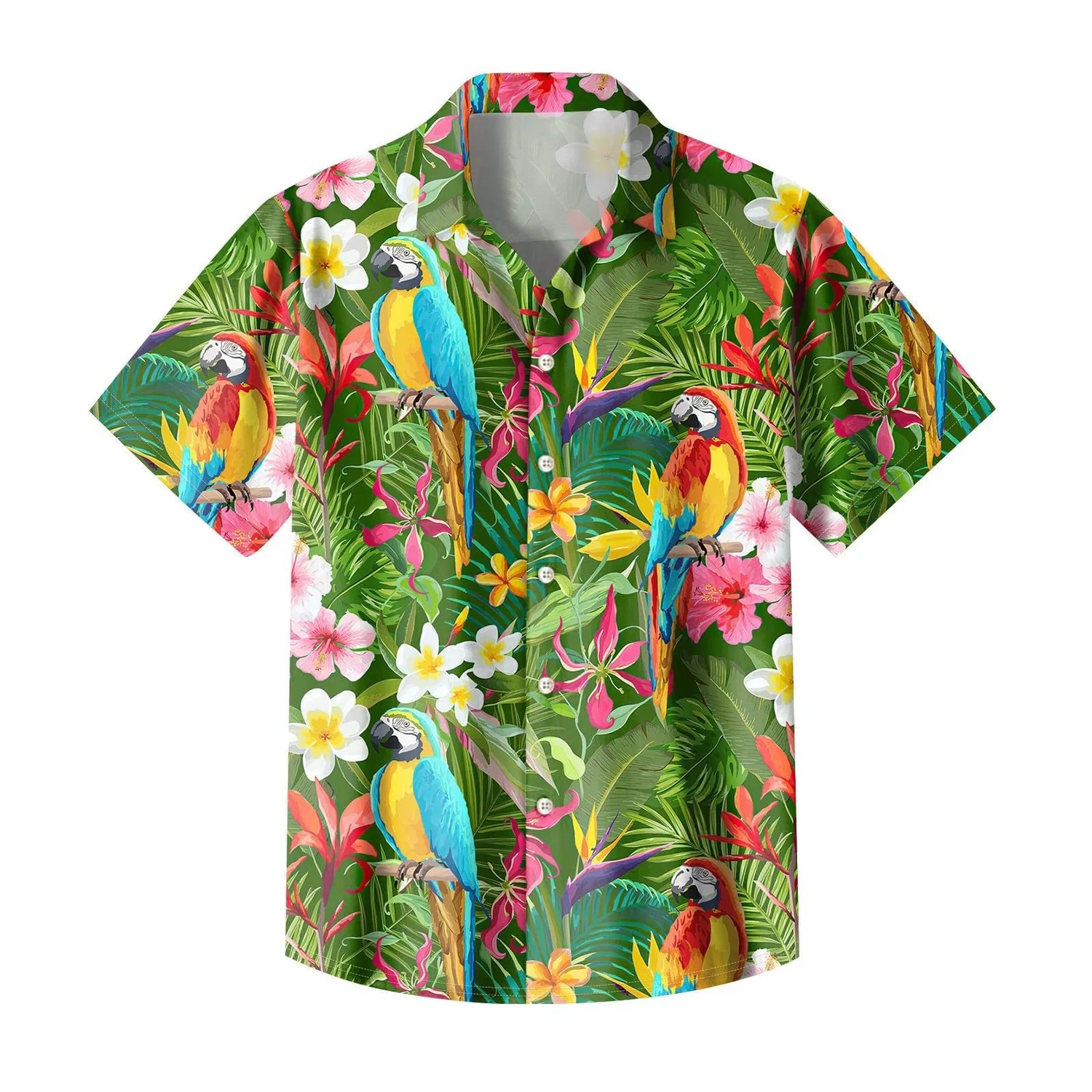 Мужская рубашка с коротким рукавом с принтом Coco Palm, Men's Hawaiian Shirt Z02-green1 — фото 4