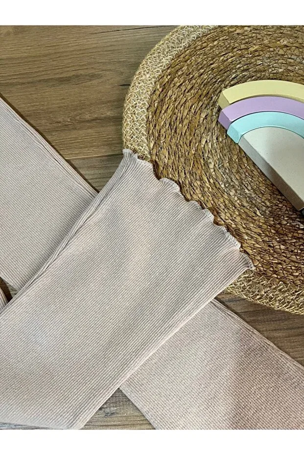 Детские леггинсы для девочек хлопковые с принтом Basics Babyelisco, Beige — фото 3