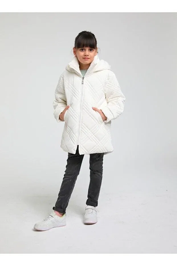 Детское пальто для девочек с капюшоном Star Gogo Kids, Ecru