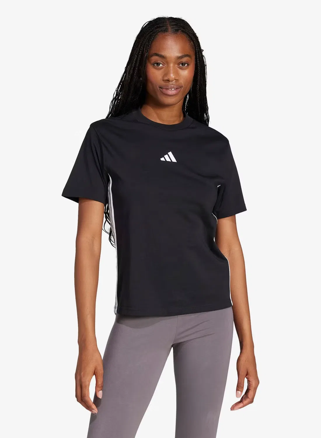 Футболка с принтом полос Adidas, черный