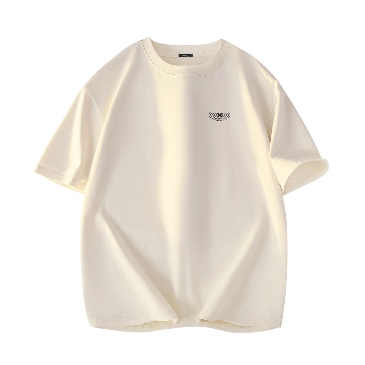 Футболка детская с логотипом MINISO, Light Beige (Racing Chest Logo)