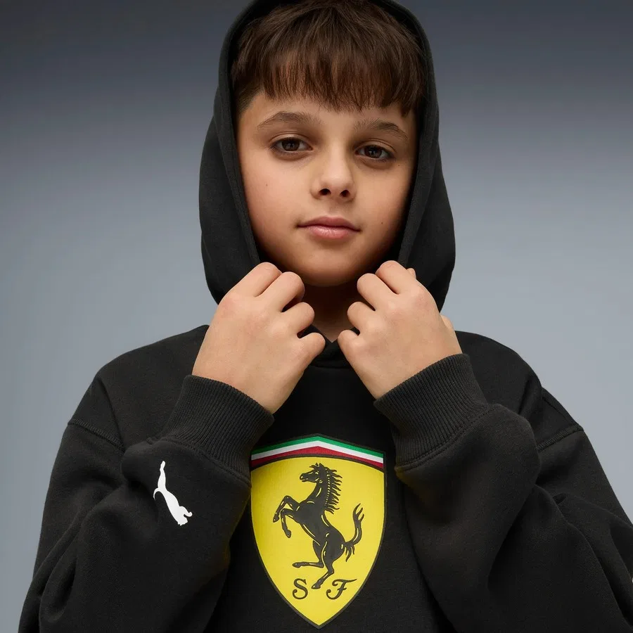 Детский свитшот с капюшоном Scuderia Ferrari Color Shield Puma, Rosso Corsa — фото 4