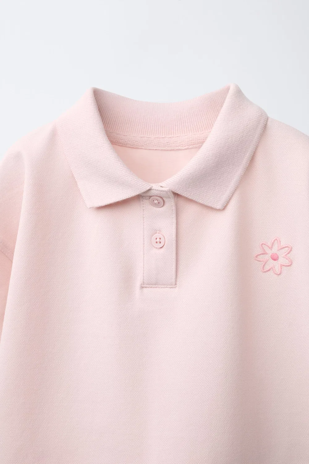 Рубашка поло из пике с цветочной вышивкой ZARA, Light pink — фото 3