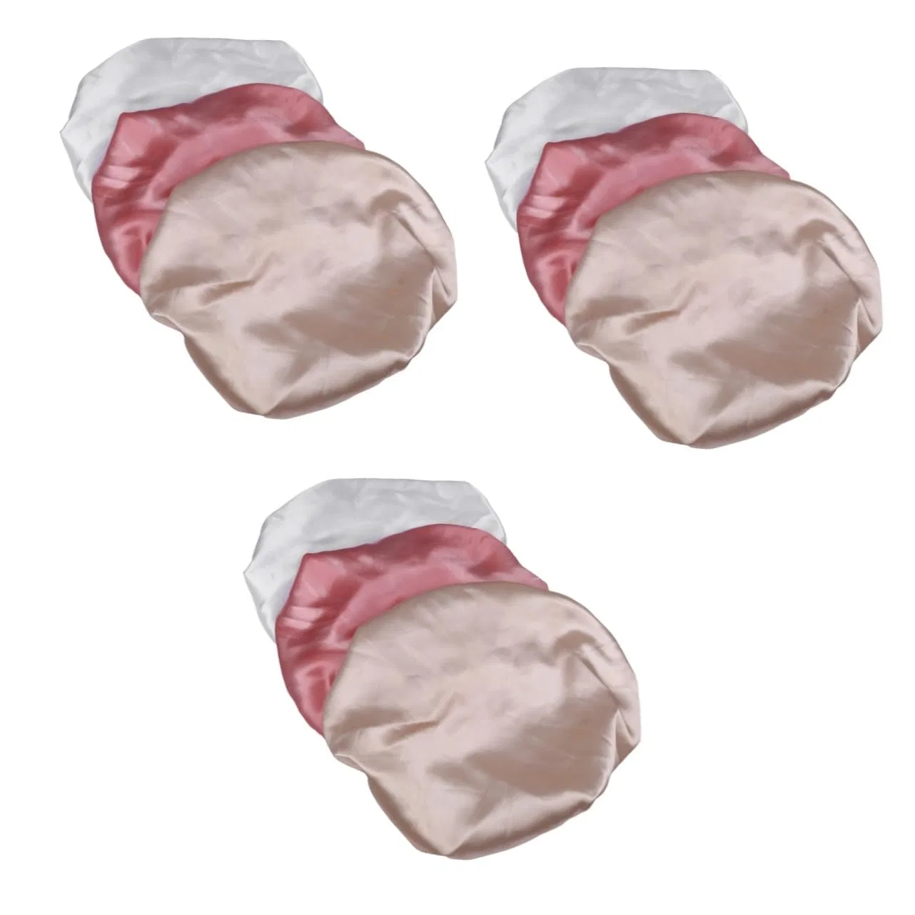 Шапочка для душа Satin, Angoily, набор 9 шт, 31x31 см, Champagne Weiß Rosa