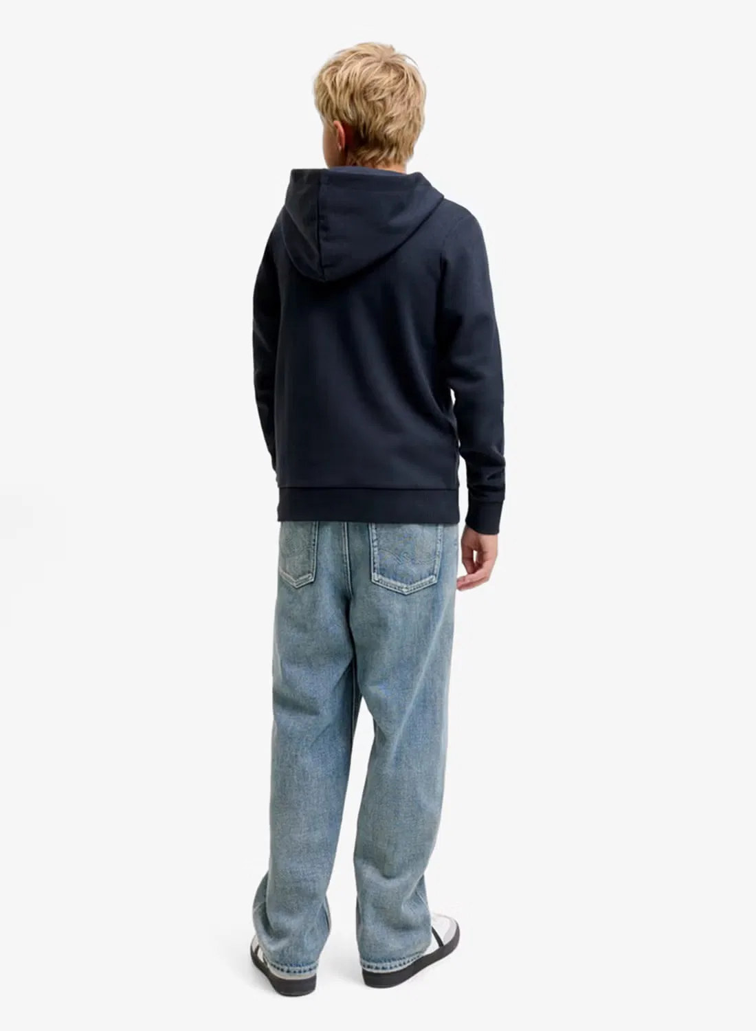 Пуловер детский с круглым выворотом Jack & Jones Junior, темно-синий — фото 2