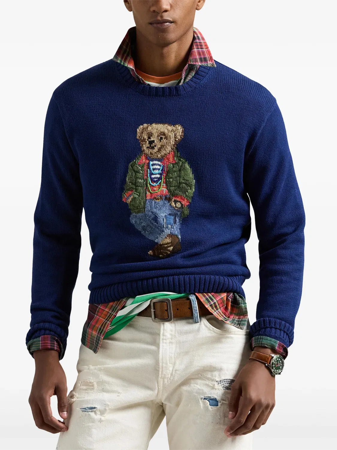 Polo Ralph Lauren Вязаный свитер Polo Bear синий — фото 3