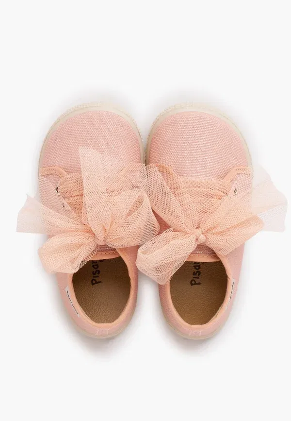 Кроссовки barefoot с текстильным верхом Zapatillas barefoot brillo lazo tul Pisamonas, Rosa Peach, розовый — фото 3