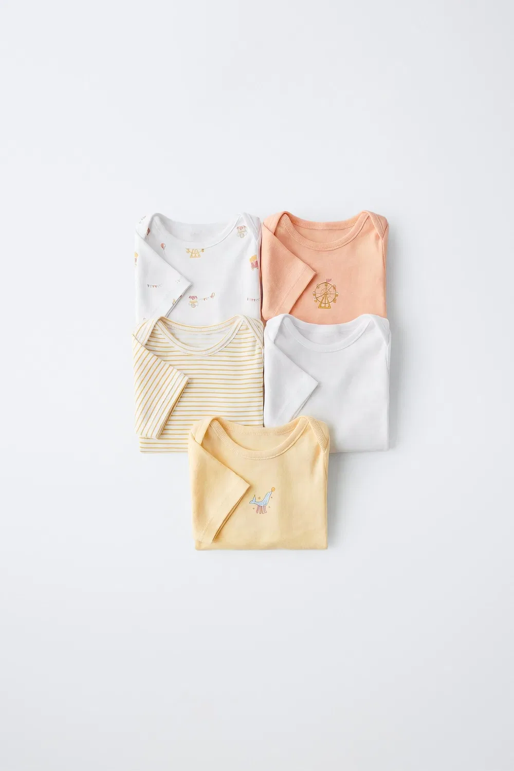 Набор из 5 боди с цирковым принтом ZARA, Ecru