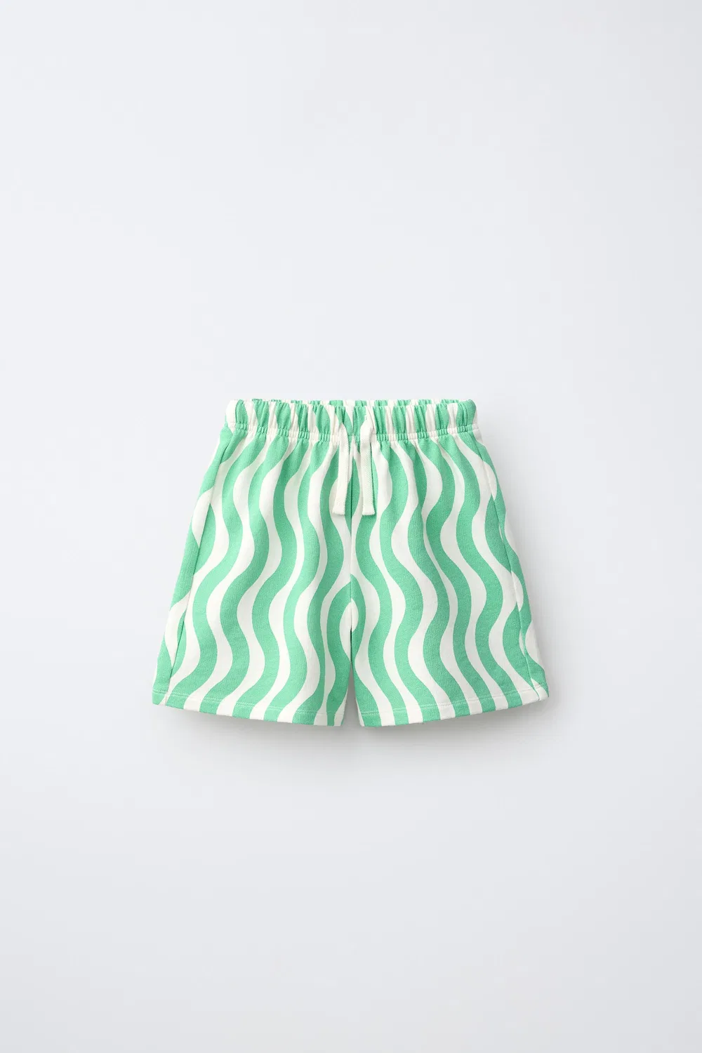 Плюшевые бермудские шорты с волнообразным принтом ZARA, Green