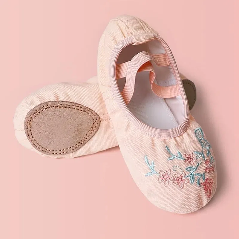Детские балетки для девочек с вышивкой Ballet Shoes HDNSAUD, Pink — фото 2