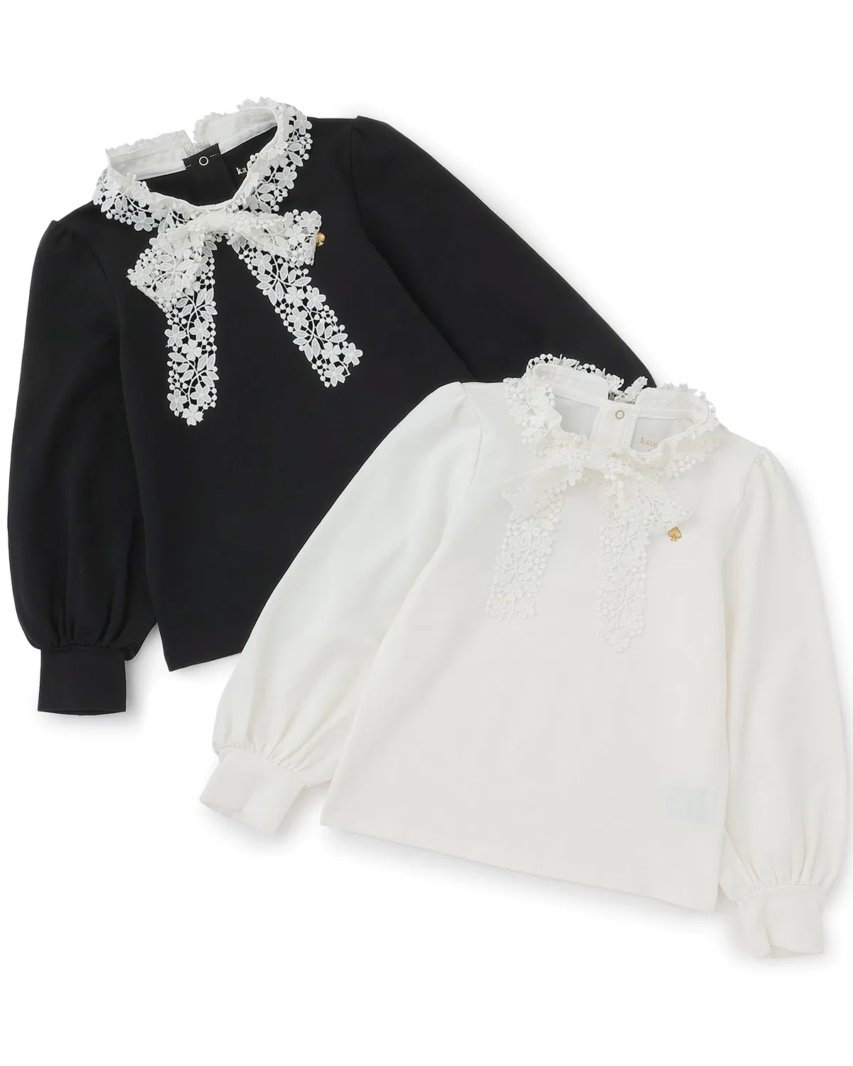 Детская футболка с кружевным бантом и длинным рукавом kate spade new york kids, Black — фото 4